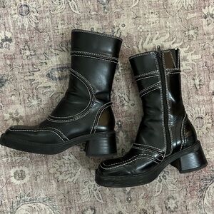 Miista cyber black platform heel boots